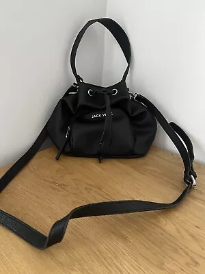 JACK WILLS  Black PU Drawstring Bag. 100% Vegan Leather  Brand New Rrp £50 • £9.99