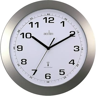 £26.89 • Buy Acctim Cadiz Silver Office Kitchen MSF Radio Controlled Wall Clock 25cm Diameter