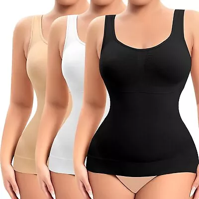 Women Tummy Control Compression Camisole Body Shaper Slimming Cami Tank Top Vest • £14.99