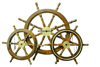 £223.77 • Buy Vintage Wooden Ship Steering Wheel Nautical Pirate Lot Of 3 (36  & 24 24 ) Item