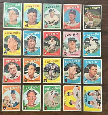 Lot Of Vintage 1959 Topps Baseball Cards Including Duke Snider Good Condition • $11.50