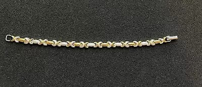 Vintage CI Sterling Silver 925 Bracelet Two Tone Gold Silver 7 In • $12