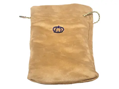 Vintage Crown Royal Large Tan Suede Bottle Bag W/ Gold Drawstring EUC • $8.65