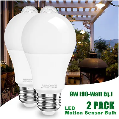 2Pack Motion Sensor LED Light Bulb 90 120 150 Watt Equivalent E26 E27 White Bulb • $13.95