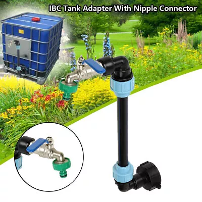 3/4  IBC Tank Outlet Tap Rain Barrel Rainwater Container Gooseneck Adapter Kit • £18.94