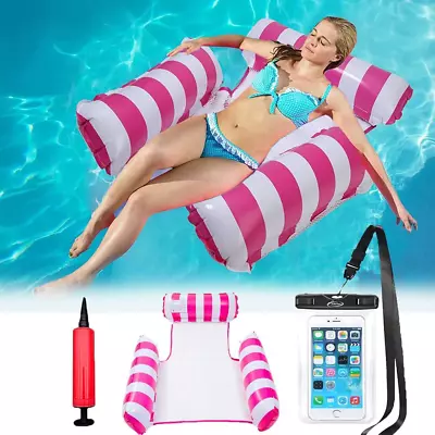 Pool Float Hammock Lilo Pool Inflatables For Adults Water Hammock Swimming Bed • £12.34
