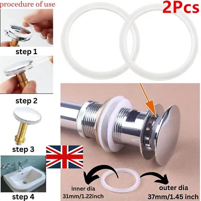 2X Sink Waste Basin Plug Ring Seal Click Clack Bathroom Pop-Up Spare Washer UK • £3.89