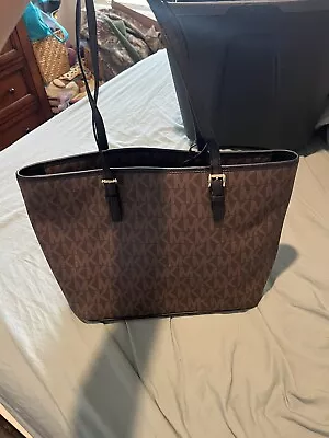 Michael Kors Jet Set Travel Top Zip Signature Monogram Tote Handbag For Women • $100