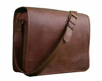 Sling Leather Genuine Shoulder Satchel Office Crossbody Brown Messenger Bag • $79.05