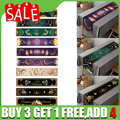 Eid Mubarak Table Runner Ramadan Home Table Cloth Decor Muslim Party Supplies • £4.28