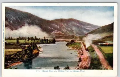 MISSOULA MONTANA POSTCARD Missoula River And Helgate Canyon Train Embossed 1908 • $7.25