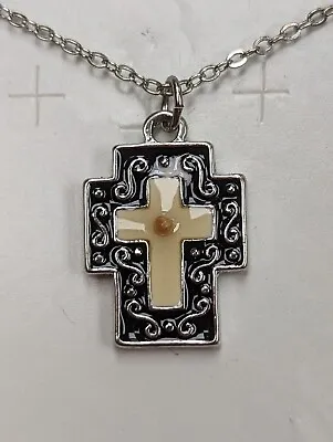 Made In USA Christian MUSTARD SEED Faith SILVER CROSS Pendant & Necklace Charm • $35.97