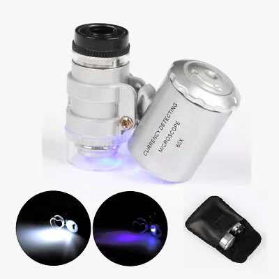 60X Magnifying Loupe Jewelry Eye Glass Magnifier LED Light Jewelers Loop Pocket • £3.85