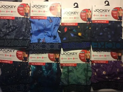 Jockey Mens Active Stretch 5” Microfiber Boxer Brief New Blue Galaxy Christmas • $6.99