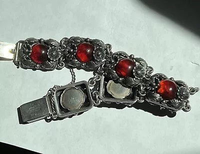 N.E. From Denmark Sterling Silver Cherry Amber Bracelet Estate Vintage • $329