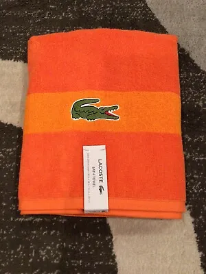 Lacoste ~ Orange Bath Towel 100% Cotton 30  X 52  Big Crocodile Logo (A) • £16.14