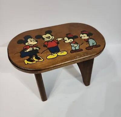 Vtg Wood HandPainted  Childs Step Stool Disney Mickey Minnie Morty Ferdie Mouse  • $20.25