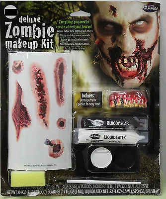 ZOMBIE TATTOOS MAKEUP DELUXE KIT Teeth Scabs Scary Monster Gore Walking Dead NEW • $13.45