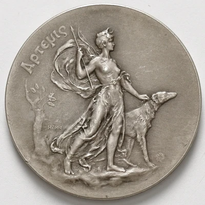 $59 • Buy France Artemis Goddess Of The Hunt With Dog Silver Art Medal By Nocq 41mm 38,6g