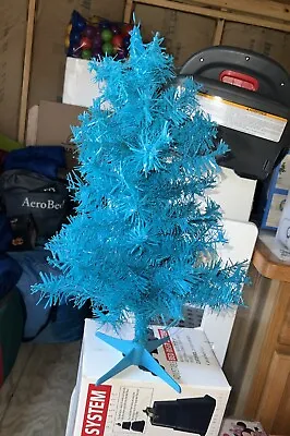 Table Top Christmas Tree Miniature 2 Foot  Teal Turquoise Blue Miami Dolphins • $14.99