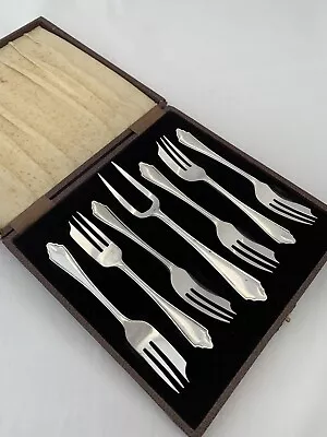 £275 • Buy Sterling Silver CAKE FORKS AND SERVING FORK 1944 Sheffield Frank Cobb ART DECO