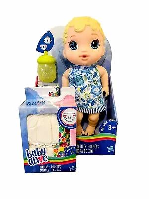 Baby Alive Lil' Sips Baby Blond Hair Doll Drinks & Wets Includes Diaper & Bottle • $25.65