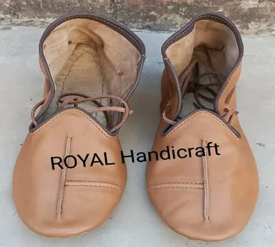 Medieval Leather Shoes Renaissance Lace-up Shoes Historical Leather Footwear • $65