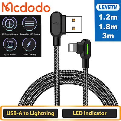 $9.40 • Buy MCDODO 90 Degree Angle Fast USB Cable Heavy Duty Charging Syn Charger IPhone AU