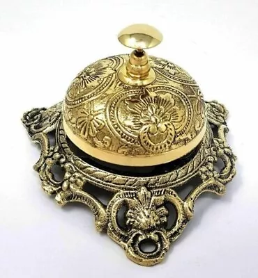 Antique Vintage Brass Ornate Hotel Counter Bell Service Nautical Designer Bell • $40.66