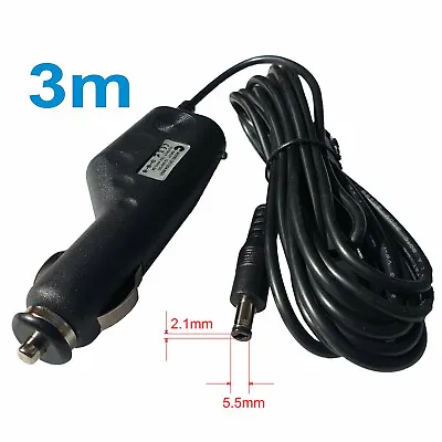 Car 12v - 24V 2.5A 5.5mm X 2.1mm DC Plug Power Cable Lead 3m Length Pro Quality • £11.11