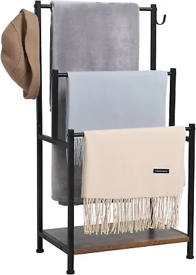 Freestanding Bathroom Black Metal Towel Rack 40 Inch Towel Hanging Rack Stand • $39.95