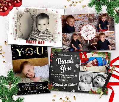 £4.36 • Buy Personalised Pack Of Christmas Photo Thank You Cards + Envelopes ~ Fast Proof 