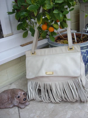 £25 • Buy Ted Baker Natural Beige Leather Tassel Fringed Handbag Shoulder Bag
