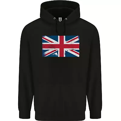 Distressed Union Jack Flag Great Britain Mens 80% Cotton Hoodie • £19.99