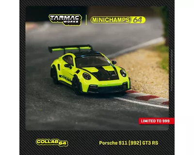 MINICHAMPS X TARMAC - ACID GREEN - PORSCHE 911 (992) GT3 RS  LIMITED TO 999 PCS • $32.95