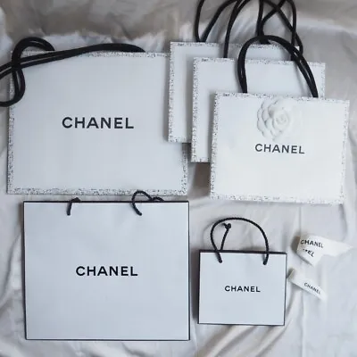 Set Of 6- CHANEL Authentic Small & Medium White Shopping Gift Tote Paper Bags • £125.88