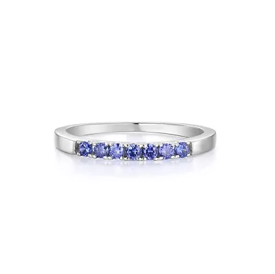 Ladies Solid 925 Silver Sterling 7 Stone Tanzanite Eternity Engagement Ring • £17.50