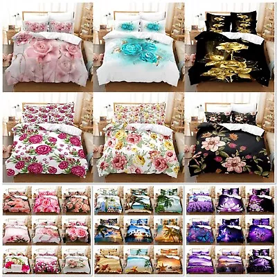 3D Duvet Quilt Covers Bedding Set Fitted Sheet & Pillow Cases Single Double King • £14.99