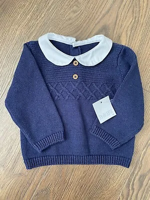 Matalan Baby Boys Navy Blue Jumper Sweater 3-6 Months • £2