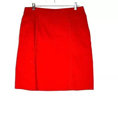 J. Jill Pencil Skirt Size 10 Orange Corduroy Stretch Pockets Side Zip • $12