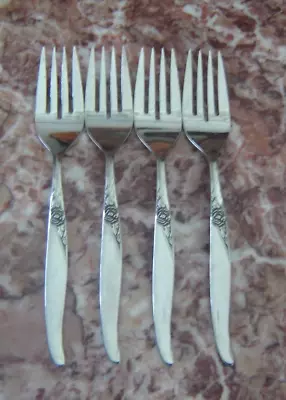 Oneida Rogers Premier LA ROSE Salad Forks / Dessert Forks - Set Of 4 - 6 3/8  • $13.99