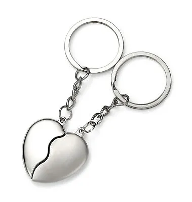 2 Part Silver Heart Keyring Valentine Day Wedding Gift Metal Keychain KR09 • £4.45