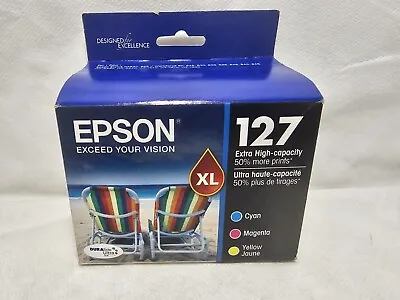 Epson 127XL Cyan Magenta & Yellow 3-Pack Ink Cartridges T127520 EXP: 10/2022+ • $29.96