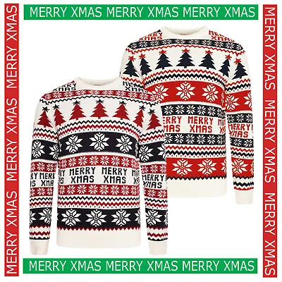 Mens Christmas Jumper Xmas Sweater Knitted Novelty Santa Fairisle Ladies Unisex • £12.99