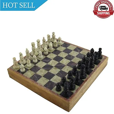 Marble Stone Art Unique India Chess Pieces And Board Games Set 8 X 8 Inches -... • $36.25