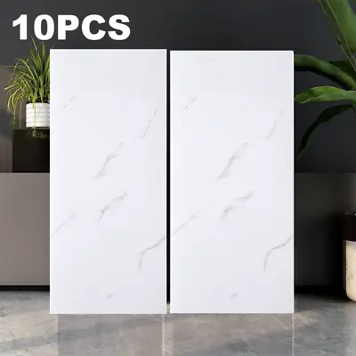 10pcs Self-Adhesive White Marble PVC Cladding Wall Panels For Kitchen Bathroom • £11.62