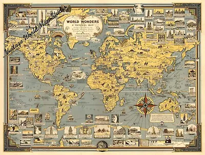 World Map Vintage Poster Middle Ages Wall Prints Art Decor 24  X 32  Inch W02 • $16.99