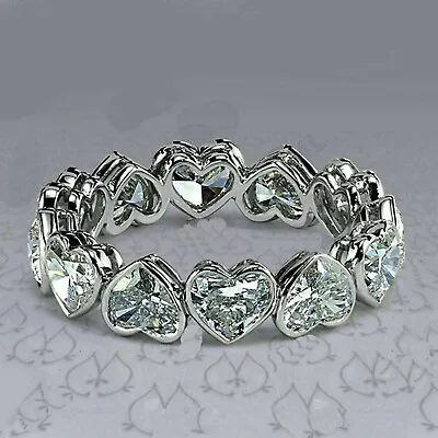 3 Ct Heart Cut Simulated Diamond Eternity Engagement Ring 14K White Gold Plated • $113.39