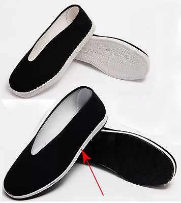 Chinese Mens Womens Martial Arts Kung Fu Wushu Canvas Black Shoes Slippers Soft • $14.16