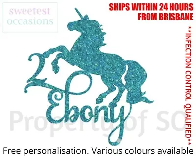 Personalised Custom UNICORN Birthday Cake Topper  • $13